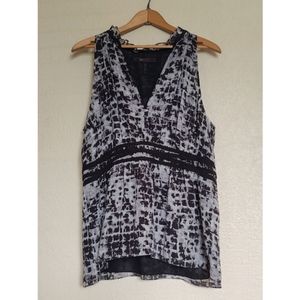 BCBGMaxAzria Semi Sheer V Neckline Sleeveless Top